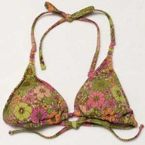 Wild Fable Women's XS (2-4) Sparkle Floral Beaded Strap Triangle Bikini Tie Top